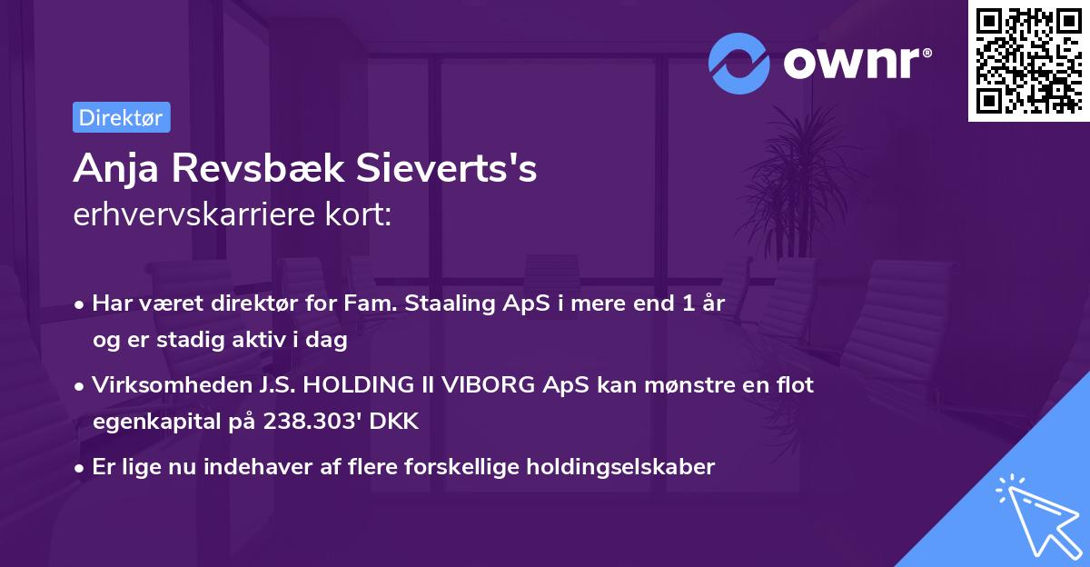 Anja Revsbæk Sieverts's erhvervskarriere kort
