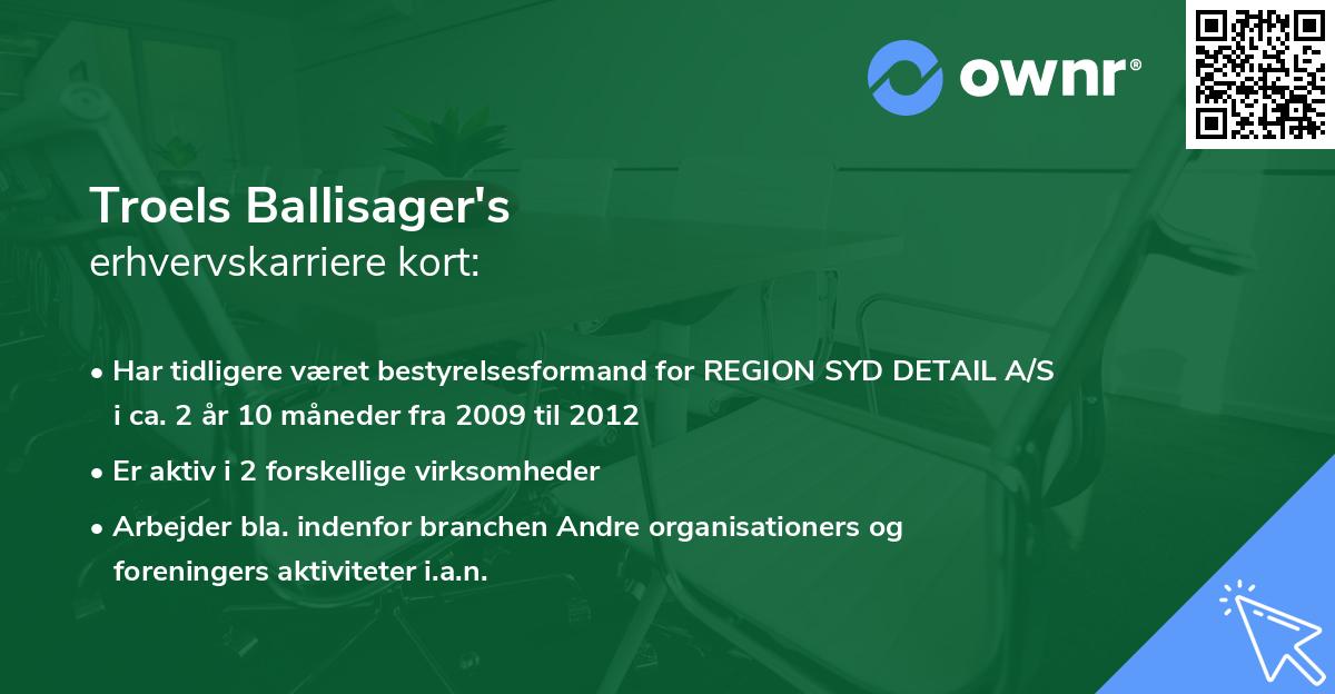 Troels Ballisager's erhvervskarriere kort
