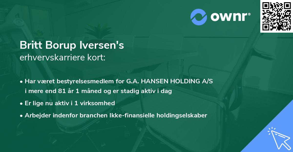 Britt Borup Iversen's erhvervskarriere kort