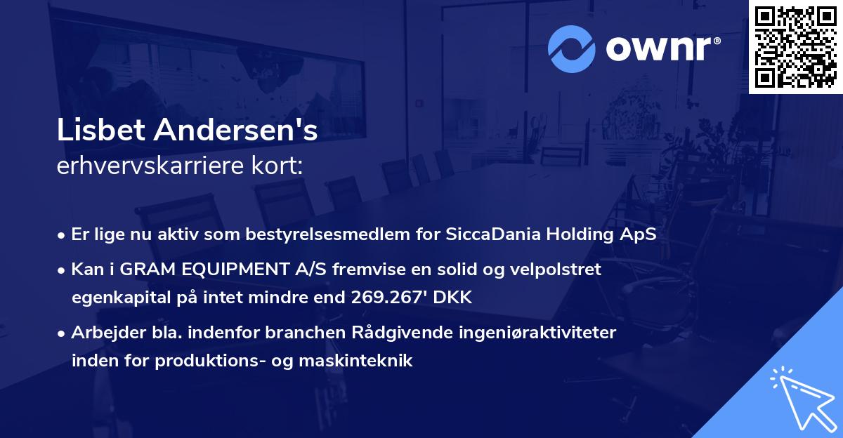 Lisbet Andersen's erhvervskarriere kort
