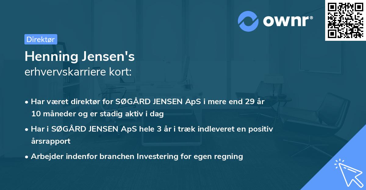 Henning Jensen's erhvervskarriere kort