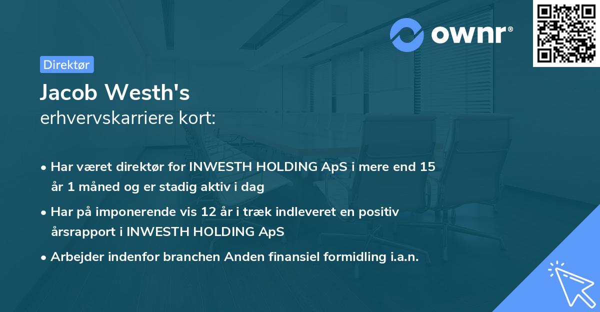 Jacob Westh's erhvervskarriere kort