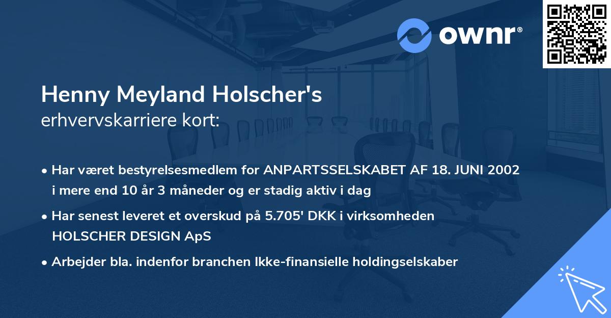 Henny Meyland Holscher's erhvervskarriere kort