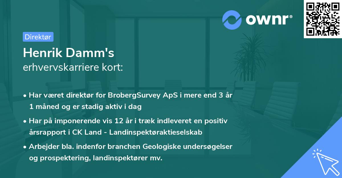 Henrik Damm's erhvervskarriere kort