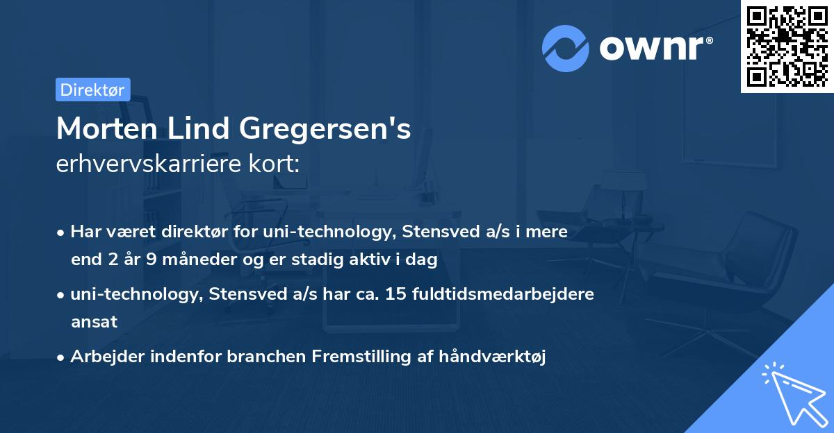 Morten Lind Gregersen's erhvervskarriere kort