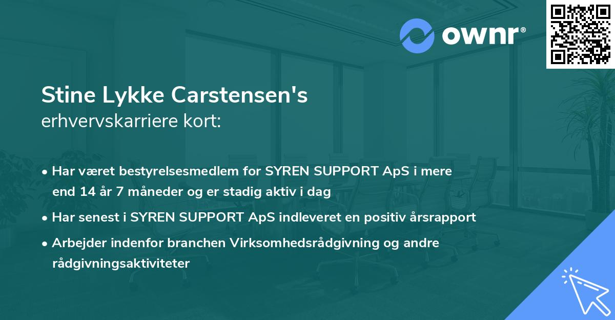 Stine Lykke Carstensen's erhvervskarriere kort