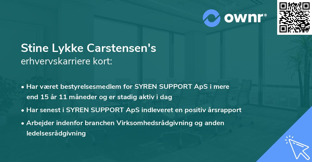 Stine Lykke Carstensen's erhvervskarriere kort