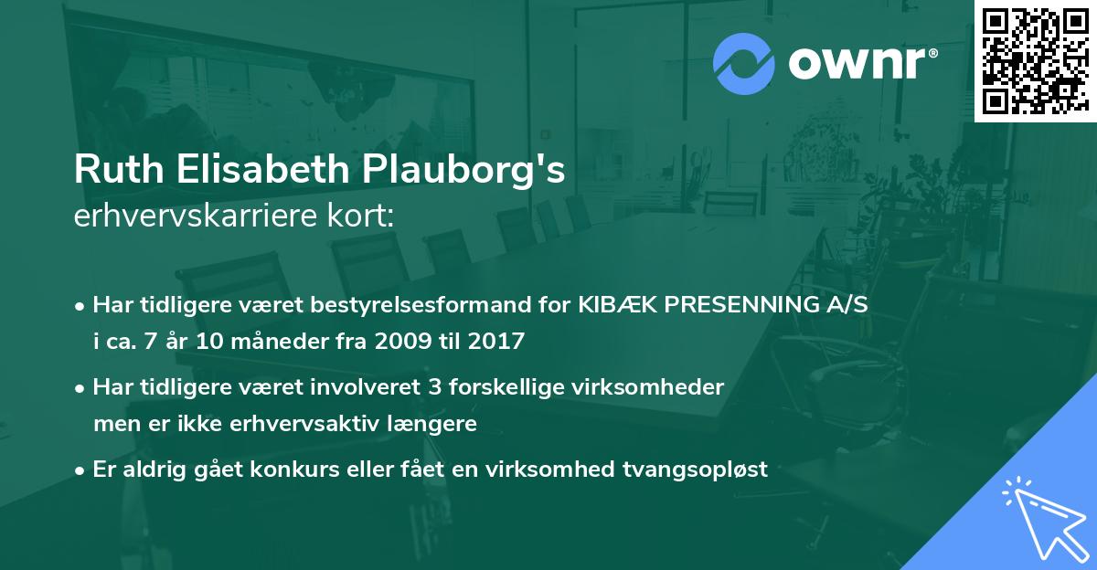 Ruth Elisabeth Plauborg's erhvervskarriere kort
