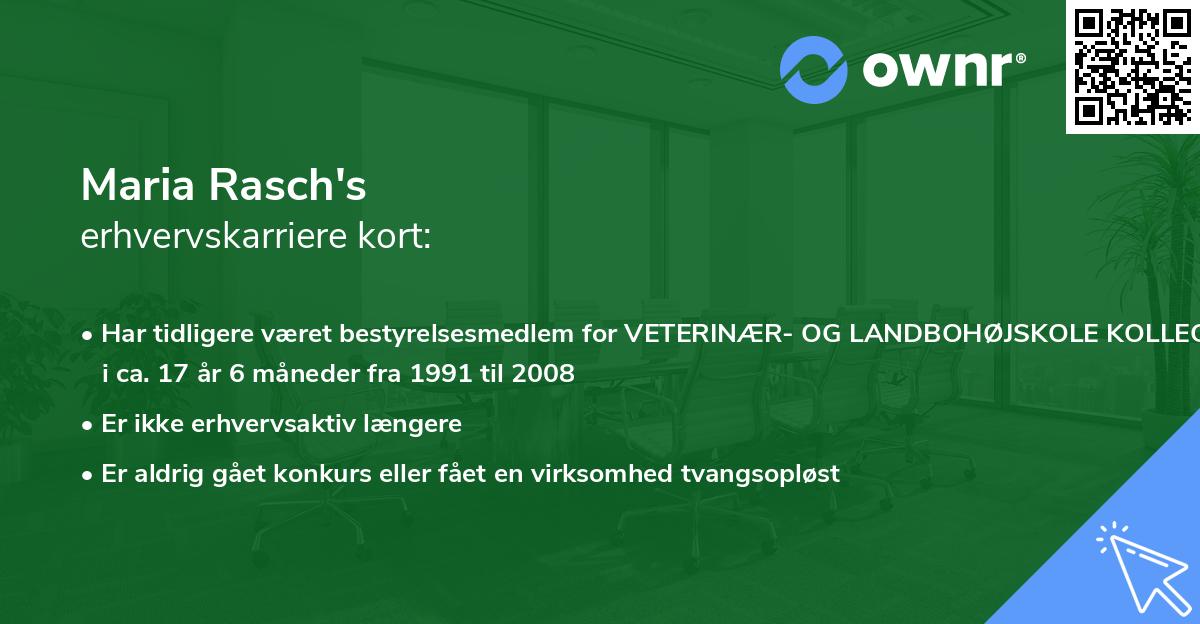 Maria Rasch's erhvervskarriere kort