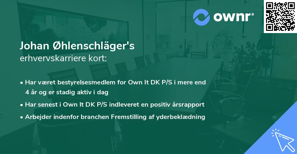 Johan Øhlenschläger's erhvervskarriere kort
