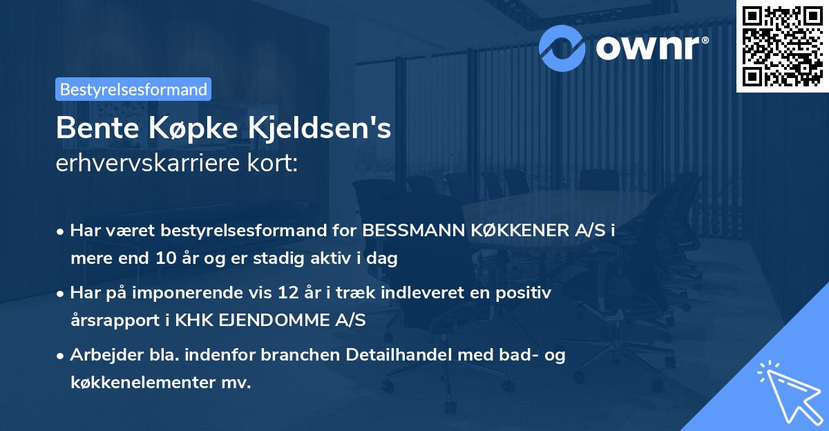 Bente Køpke Kjeldsen's erhvervskarriere kort