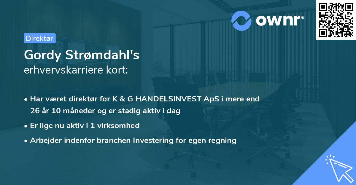 Gordy Strømdahl's erhvervskarriere kort