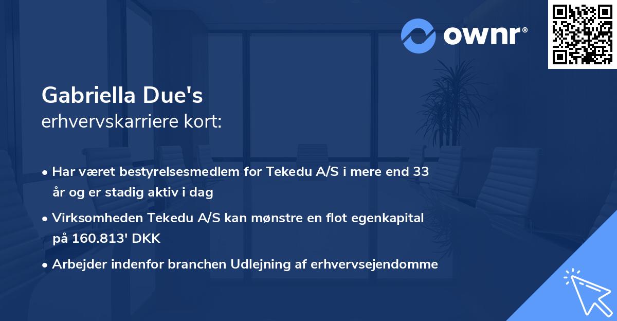 Gabriella Due's erhvervskarriere kort