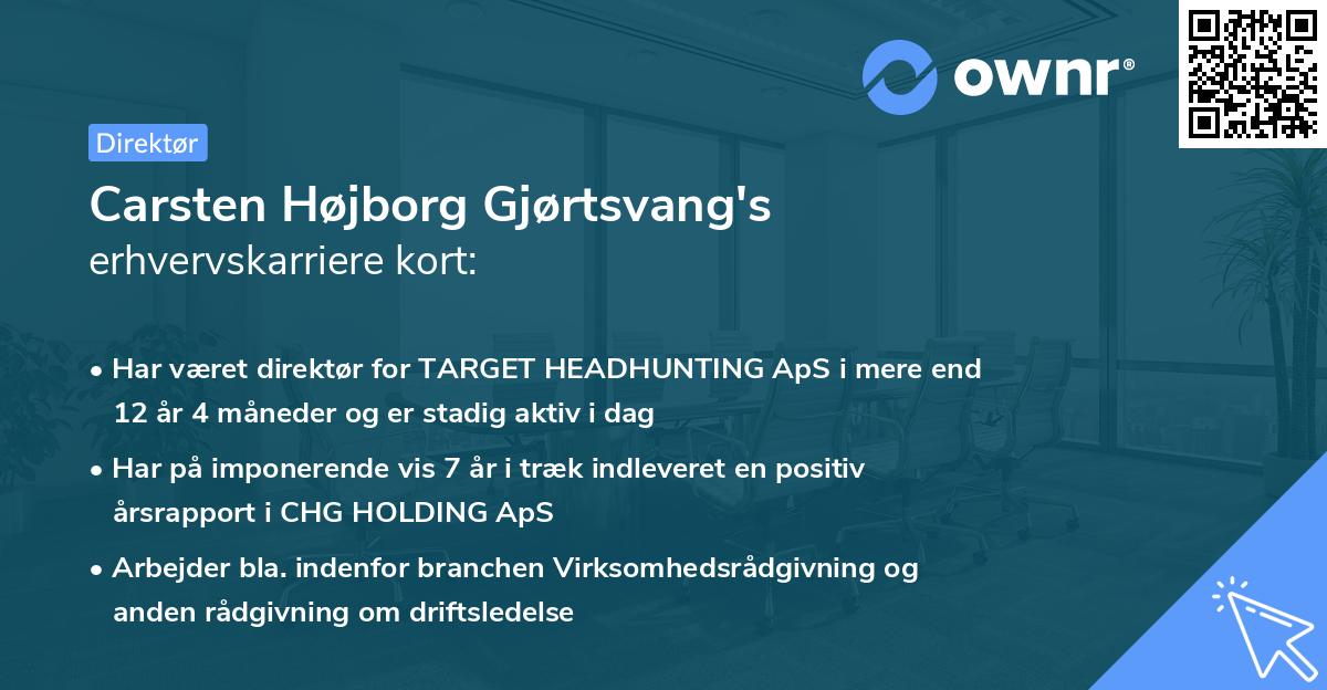 Carsten Højborg Gjørtsvang's erhvervskarriere kort