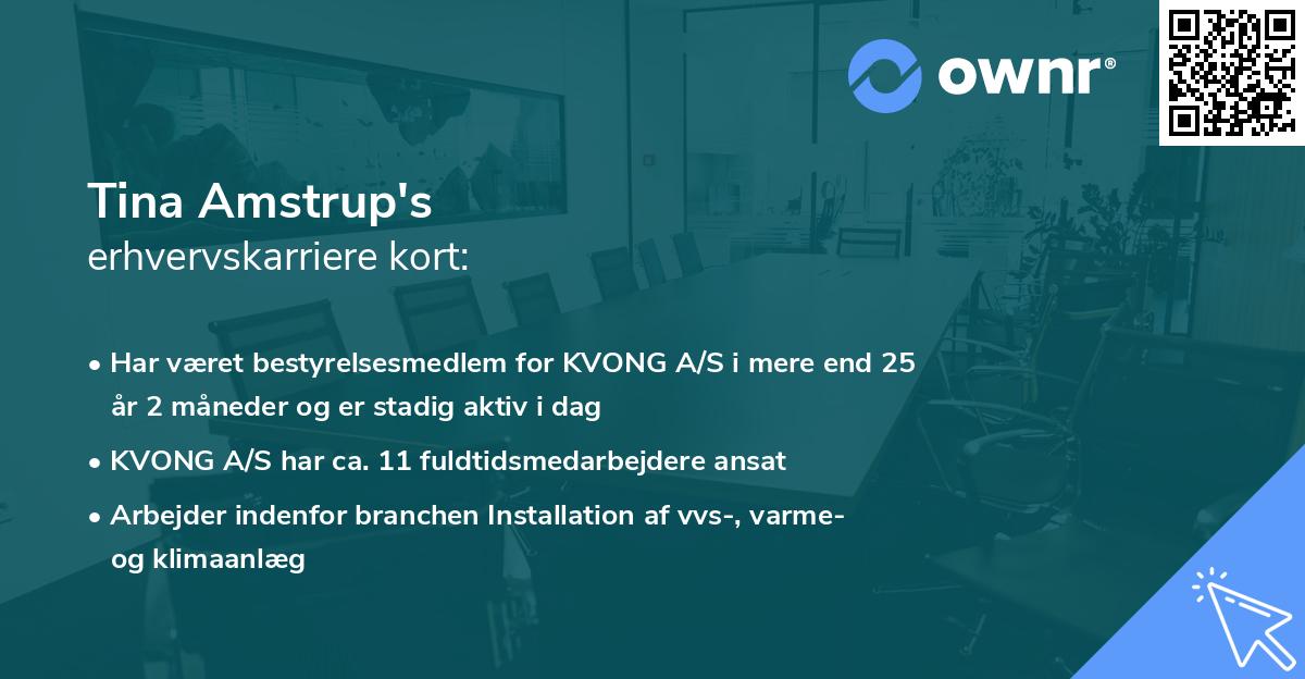 Tina Amstrup's erhvervskarriere kort