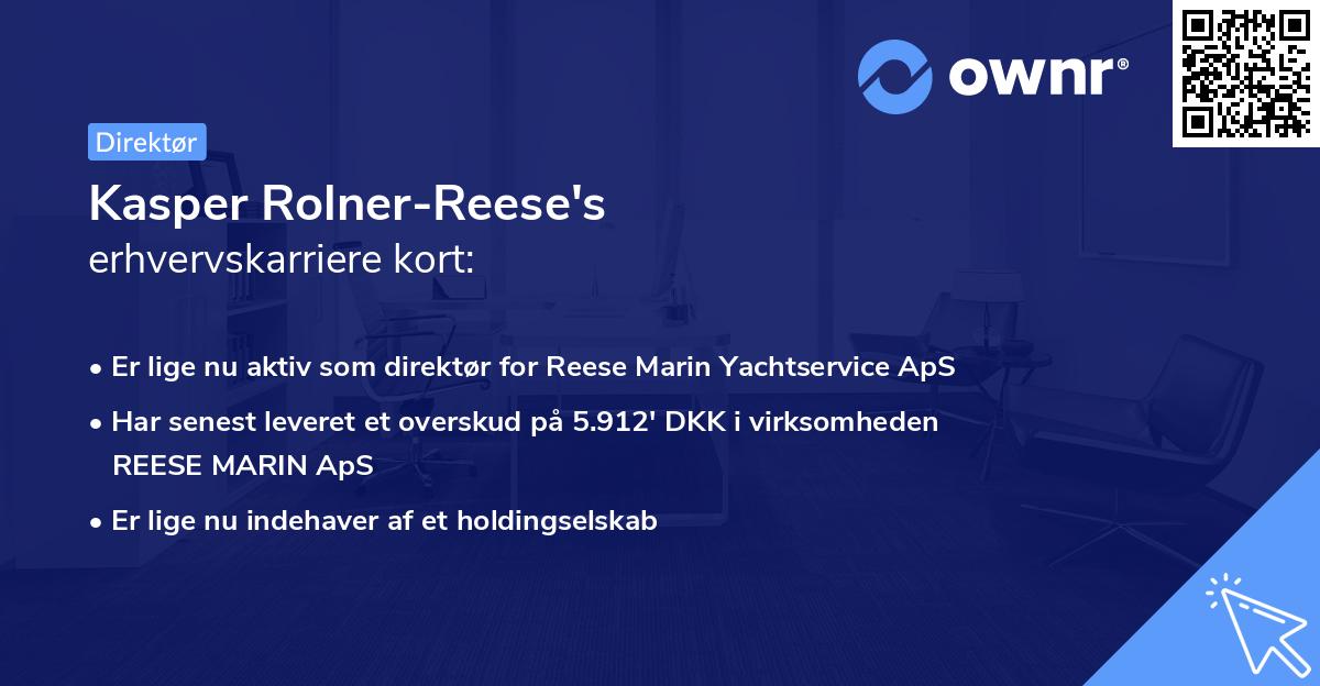 Kasper Rolner-Reese's erhvervskarriere kort