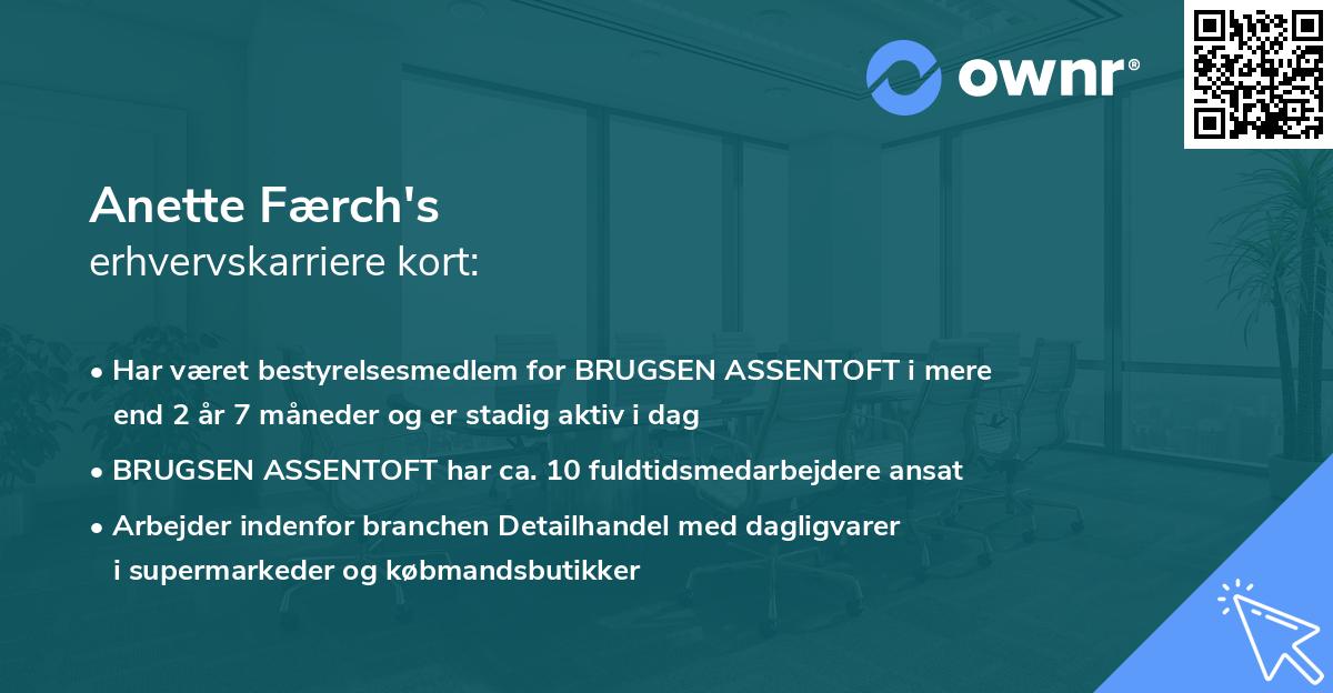 Anette Færch's erhvervskarriere kort