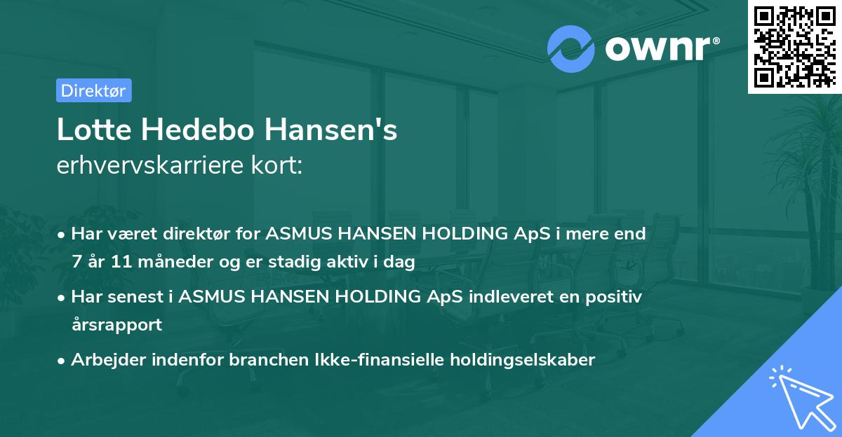 Lotte Hedebo Hansen's erhvervskarriere kort