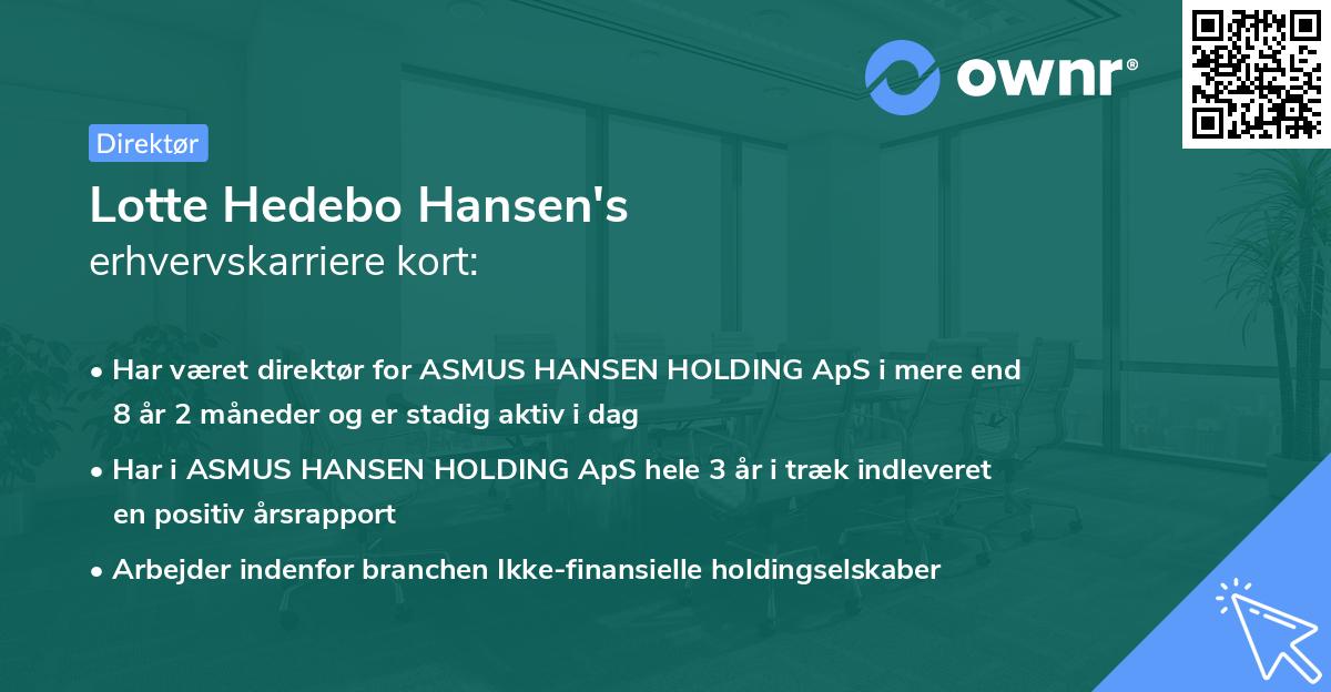 Lotte Hedebo Hansen's erhvervskarriere kort
