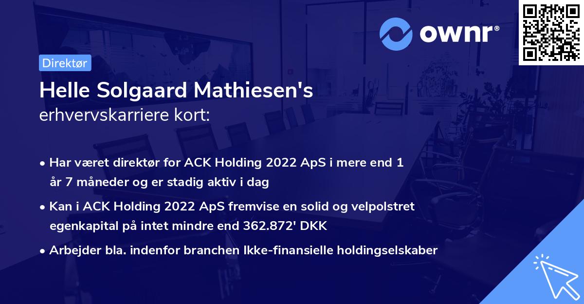 Helle Solgaard Mathiesen's erhvervskarriere kort