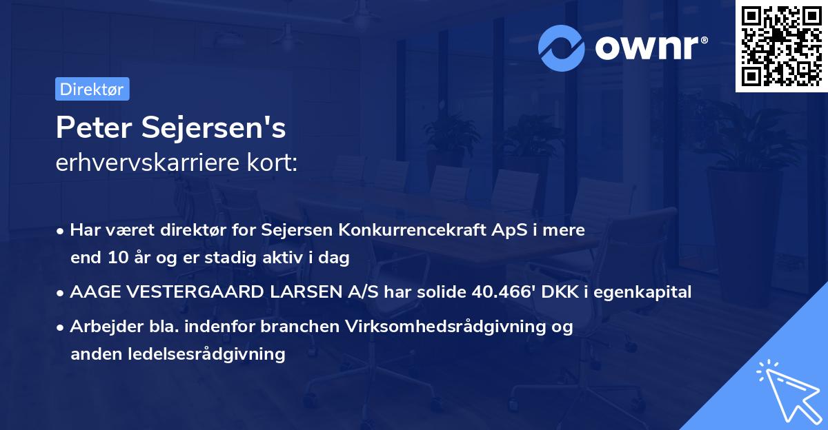 Peter Sejersen's erhvervskarriere kort