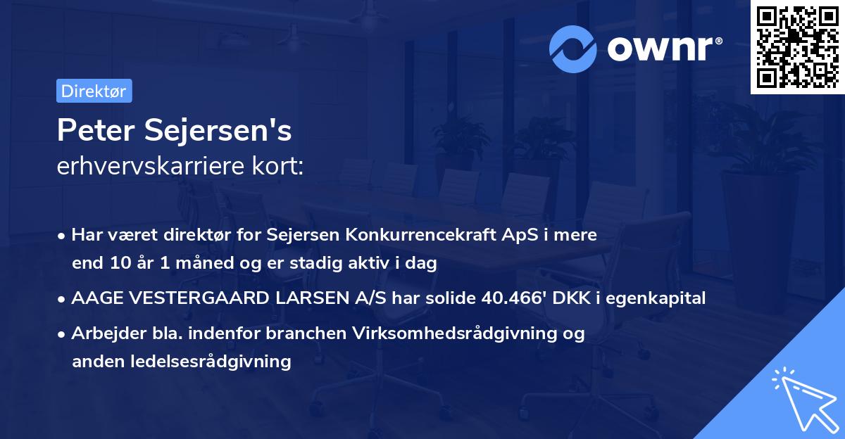 Peter Sejersen's erhvervskarriere kort