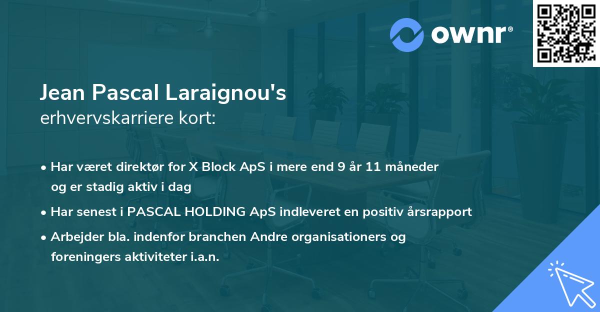 Jean Pascal Laraignou's erhvervskarriere kort
