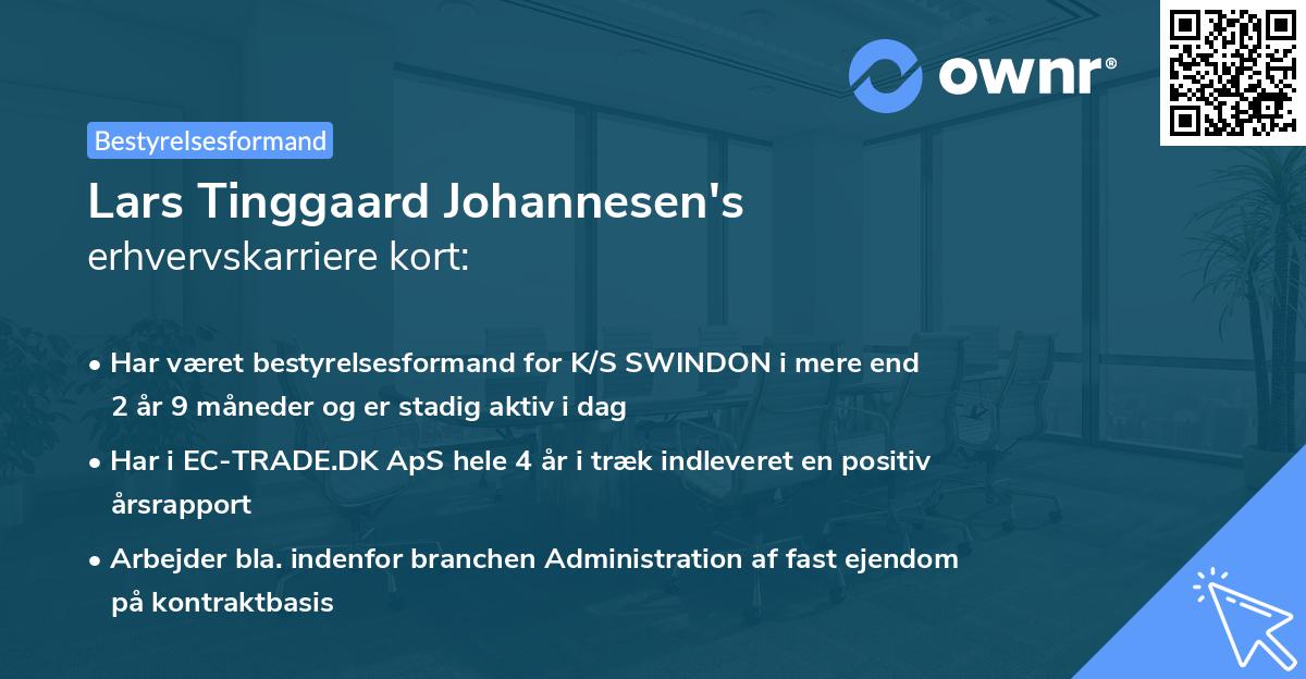 Lars Tinggaard Johannesen's erhvervskarriere kort