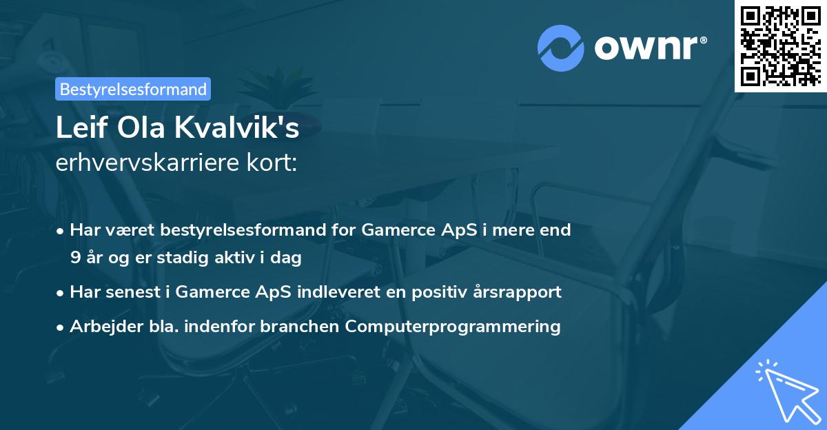 Leif Ola Kvalvik's erhvervskarriere kort