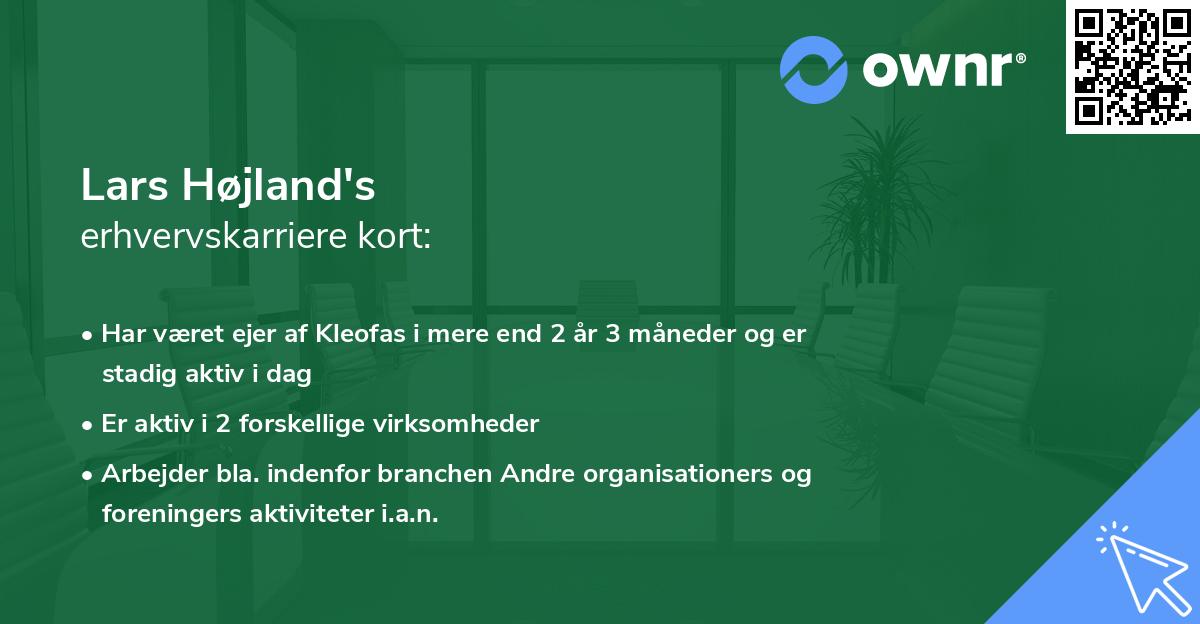 Lars Højland's erhvervskarriere kort