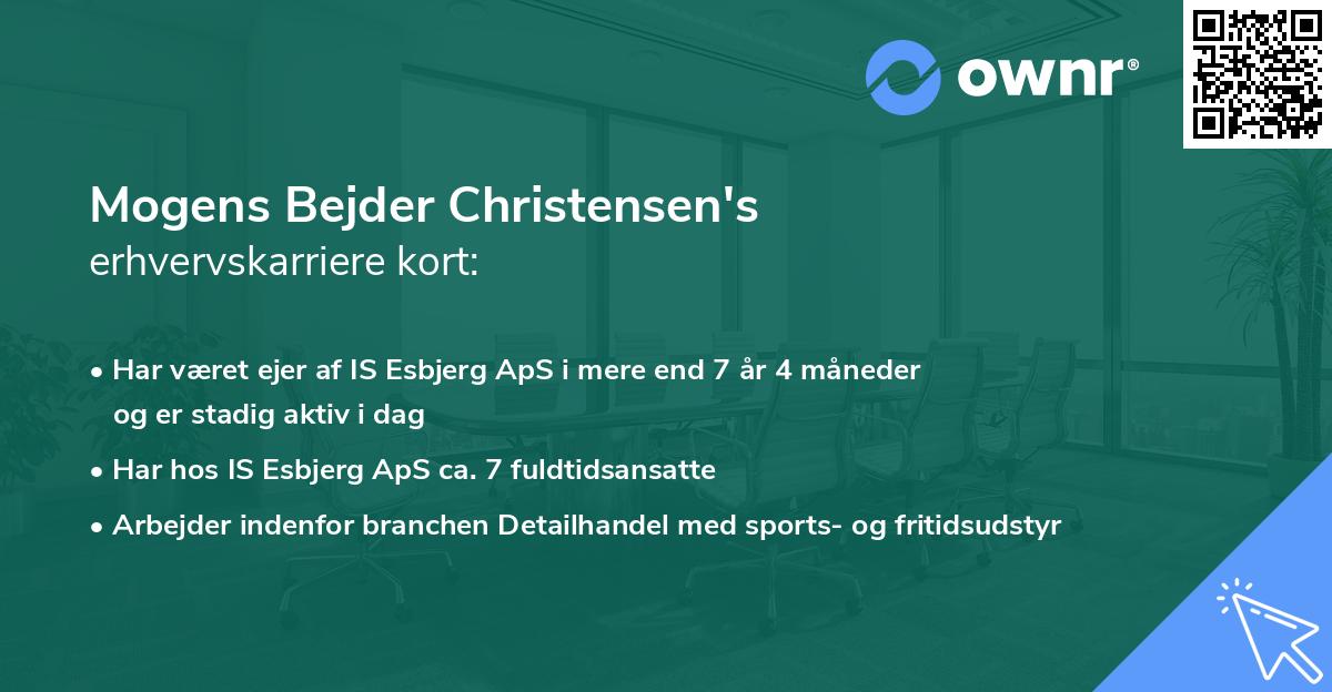 Mogens Bejder Christensen's erhvervskarriere kort