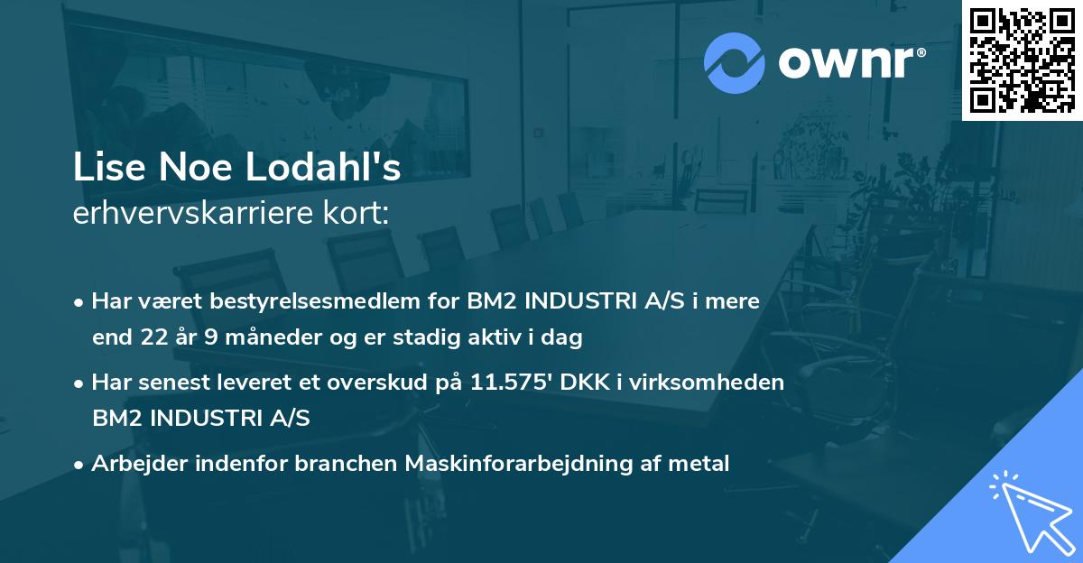 Lise Noe Lodahl's erhvervskarriere kort