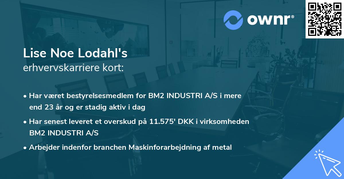 Lise Noe Lodahl's erhvervskarriere kort