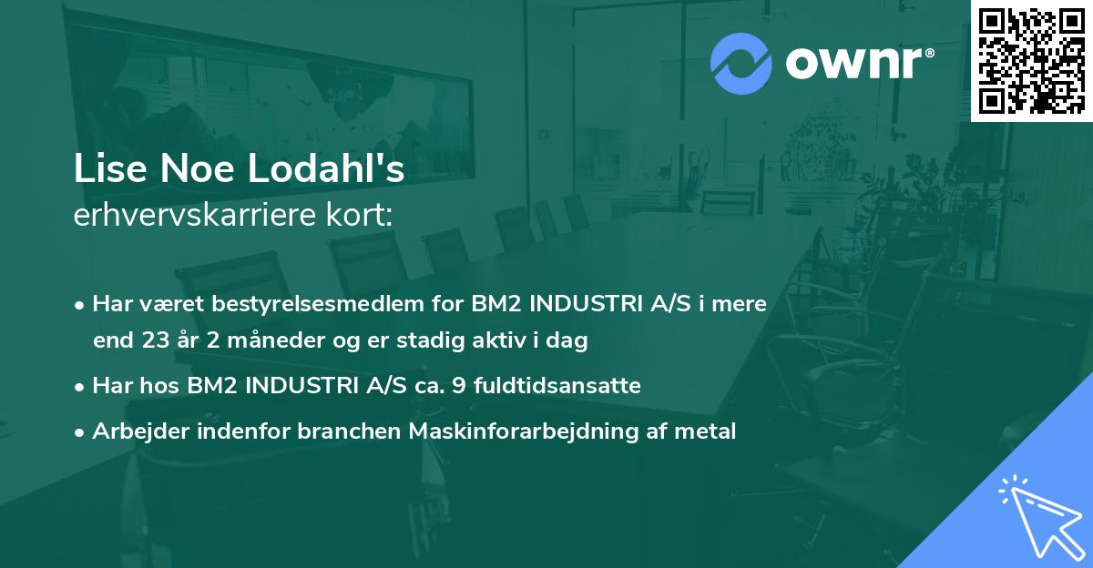Lise Noe Lodahl's erhvervskarriere kort