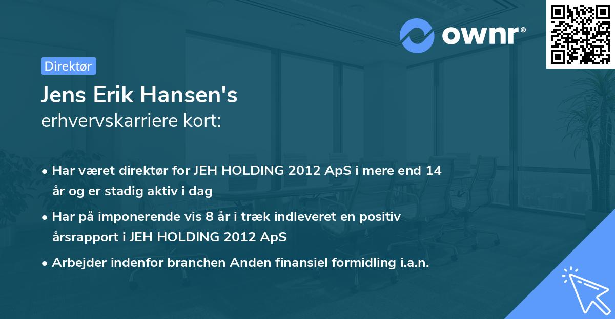 Jens Erik Hansen's erhvervskarriere kort