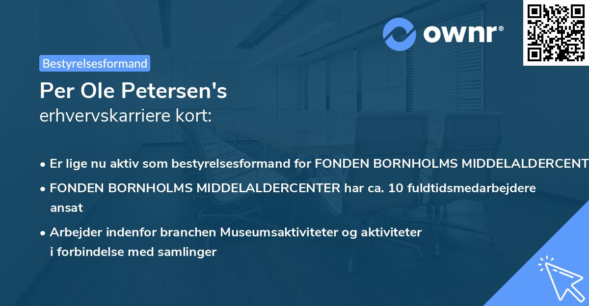 Per Ole Petersen's erhvervskarriere kort