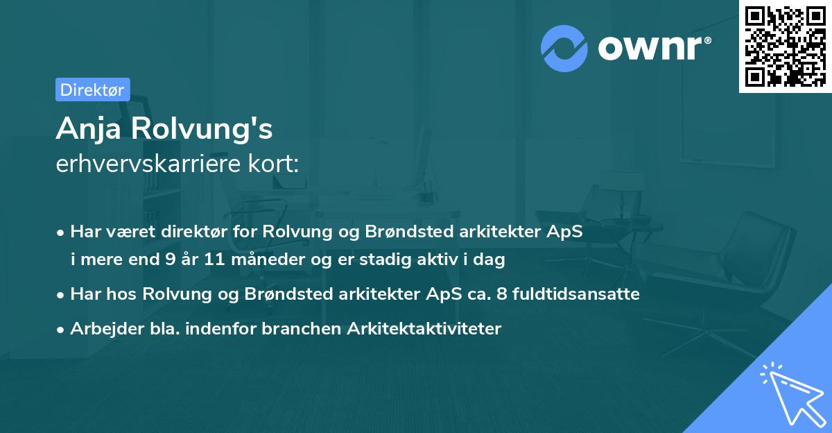 Anja Rolvung's erhvervskarriere kort