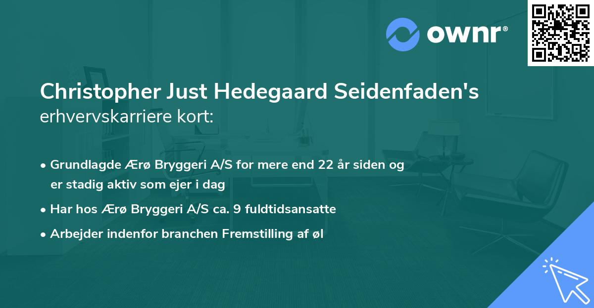 Christopher Just Hedegaard Seidenfaden's erhvervskarriere kort
