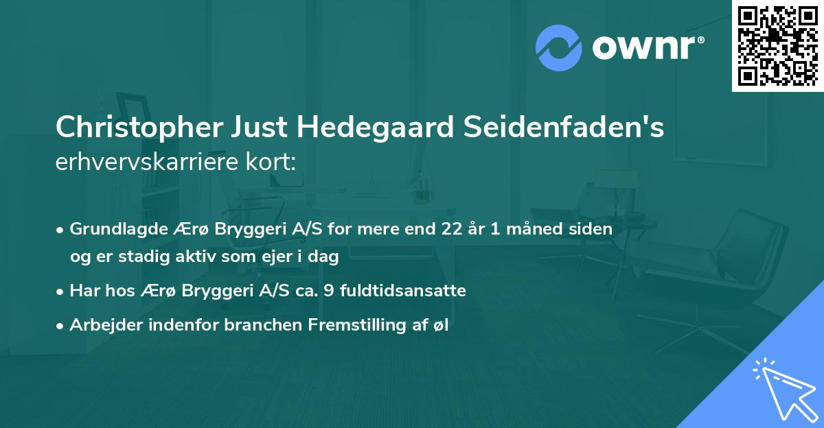 Christopher Just Hedegaard Seidenfaden's erhvervskarriere kort