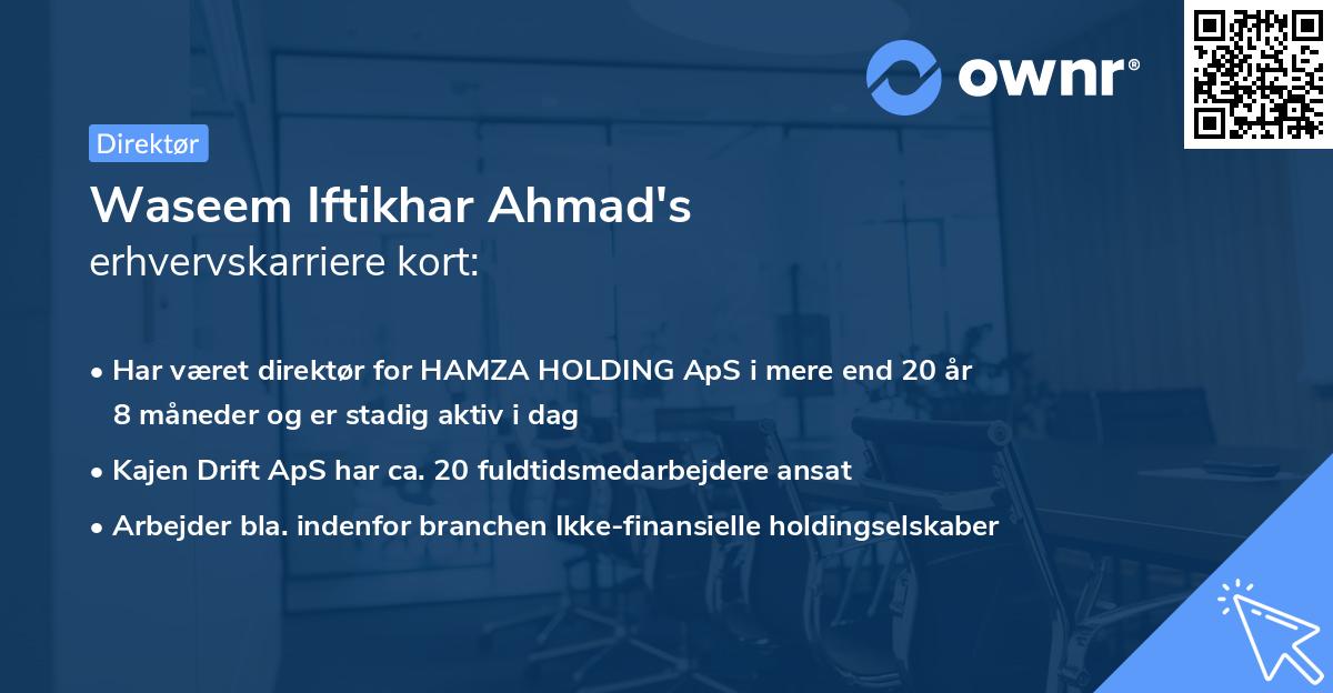 Waseem Iftikhar Ahmad's erhvervskarriere kort