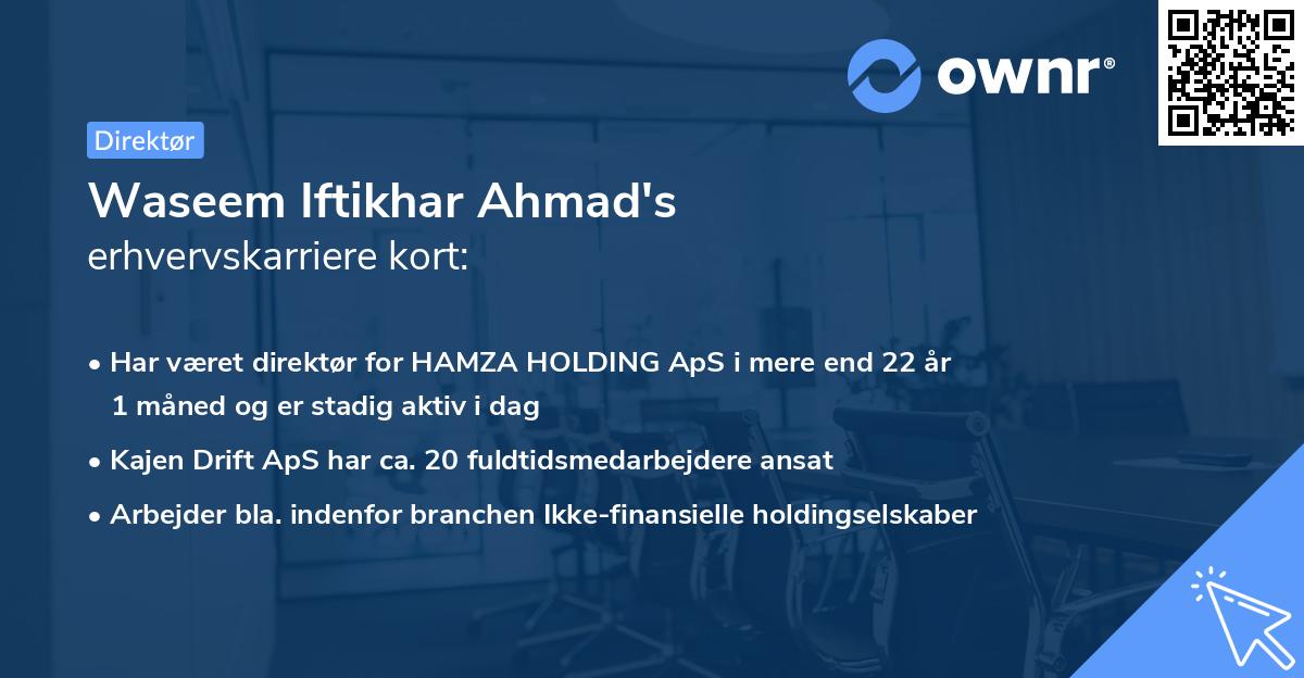Waseem Iftikhar Ahmad's erhvervskarriere kort