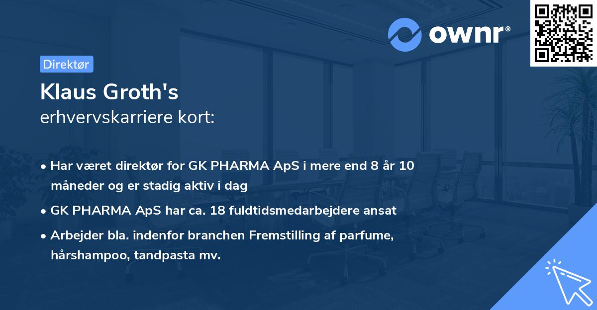 Klaus Groth's erhvervskarriere kort
