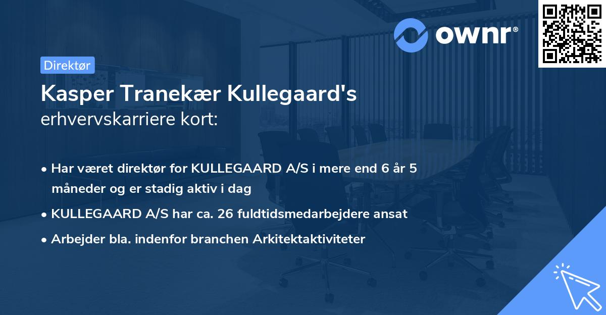 Kasper Tranekær Kullegaard's erhvervskarriere kort
