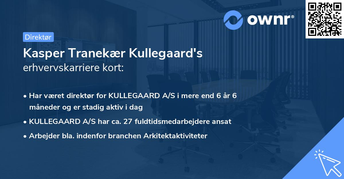 Kasper Tranekær Kullegaard's erhvervskarriere kort