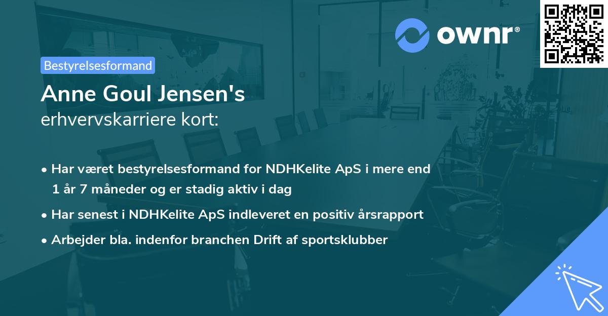 Anne Goul Jensen's erhvervskarriere kort