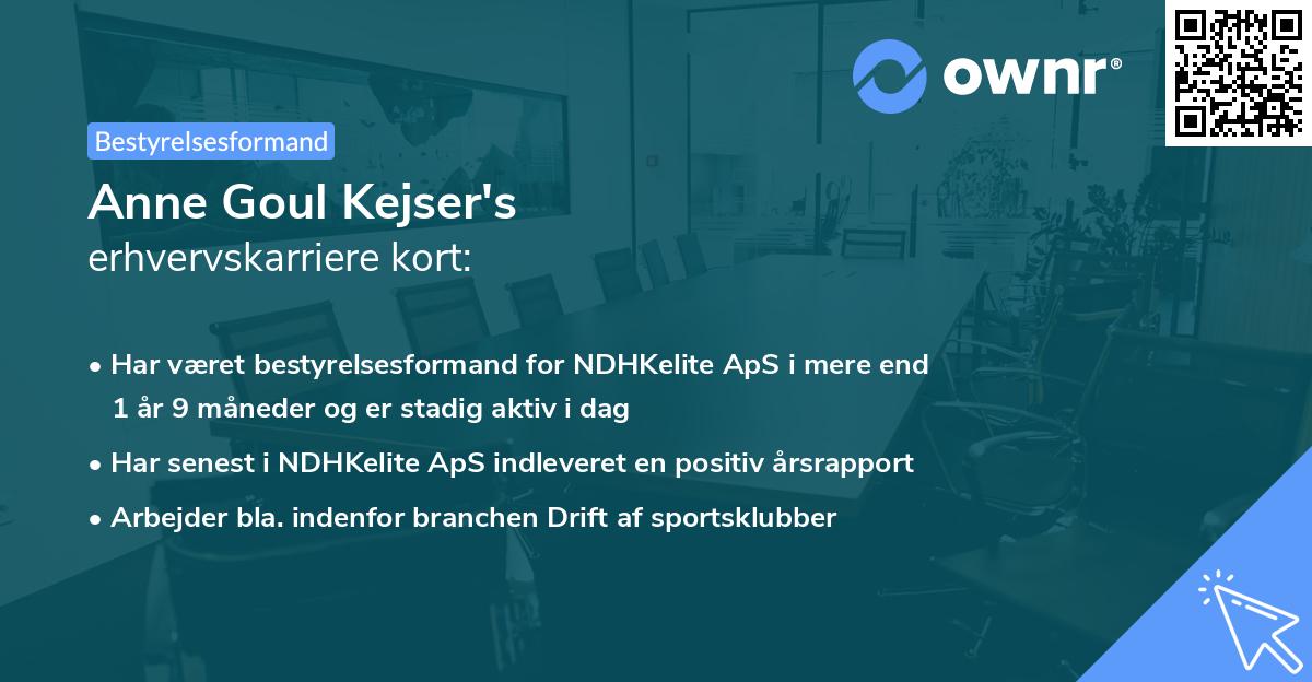 Anne Goul Kejser's erhvervskarriere kort