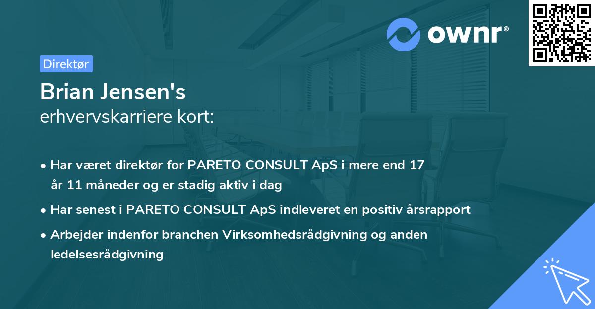 Brian Jensen's erhvervskarriere kort
