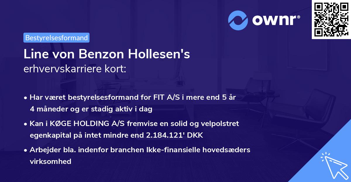 Line von Benzon Hollesen's erhvervskarriere kort