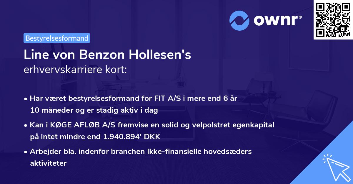 Line von Benzon Hollesen's erhvervskarriere kort