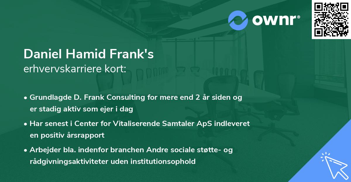 Daniel Hamid Frank's erhvervskarriere kort